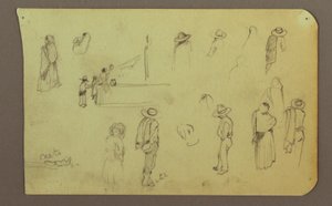 Tekening, Figuren, Verso: Figuur, Landschap, 1883 door Frederic Edwin Church