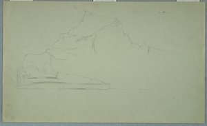 Tekening, drijvende ijsberg, juni of juli 1859 door Frederic Edwin Church