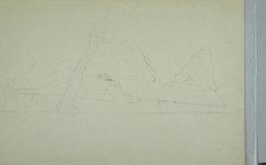 Tekening, drijvende ijsberg, juni of juli 1859 door Frederic Edwin Church