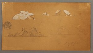 Tekening, Drijvende ijsbergen, 5 juli 1859 door Frederic Edwin Church