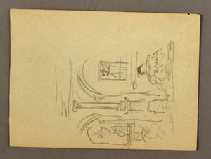 Tekening, Fragment van een zuilengang, fontein, mogelijk 1868-69 door Frederic Edwin Church