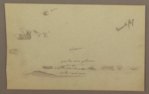 Tekening, volle maan, wolken, jaren 1860 door Frederic Edwin Church