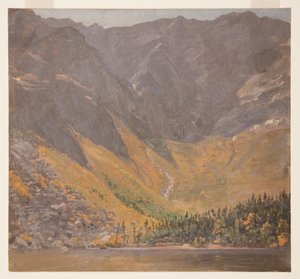 Tekening, Great Basin, Mount Katahdin, Maine, vóór 1878 door Frederic Edwin Church