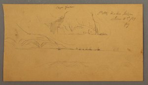 Tekening, Haven, Zeilboten, Bergen, 21 juni 1859 door Frederic Edwin Church
