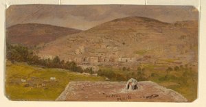 Tekening, Hebron, algemeen beeld, februari 1868 door Frederic Edwin Church