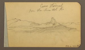 Tekening, Heuvel- en bergketens, San Bernal Peak, 1889 door Frederic Edwin Church
