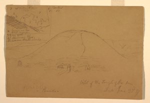 Tekening, Heuvel voor de Tempel van de Zon, Quito, Ecuador, 23 juni 1857 door Frederic Edwin Church