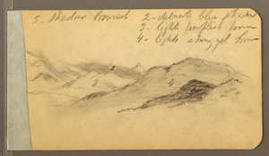 Tekening, Hills; Verso: Hoofd, 1889 door Frederic Edwin Church