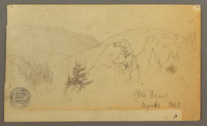 Tekening, Heuvels met bomen, 1860 door Frederic Edwin Church