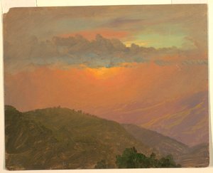 Tekening, Hilltop bij zonsondergang, juli 1865