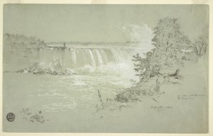 Tekening, Horseshoe Falls en Goat Island van de Canadese Bank, 6 oktober 1856 door Frederic Edwin Church