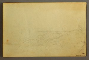 Tekening, Huis in het bos bij een beek, april 1845 door Frederic Edwin Church