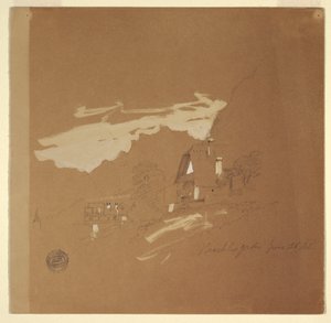 Tekening, Huizen bij Berchtesgaden, Beieren, 26 juli 1868 door Frederic Edwin Church