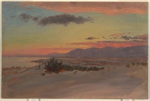 Tekening, Hudson Valley in de winter, kijkend naar het zuidwesten vanaf Olana, 1870-1880 door Frederic Edwin Church