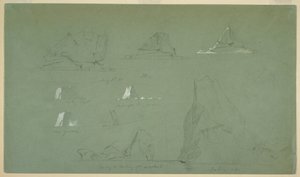 Tekening, IJsbergen, 7 en 9 juli 1859 door Frederic Edwin Church