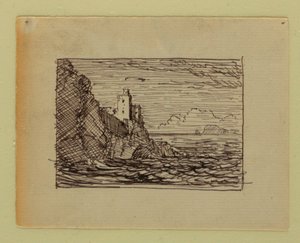 Tekening, Fantasielandschap, ca. 1850 door Frederic Edwin Church