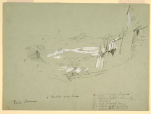 Tekening, Isola Farnese in de Romeinse Campagna, Italië, mei 1869 door Frederic Edwin Church