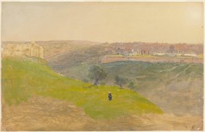 Tekening, Jeruzalem vanaf de Olijfberg, maart 1868 door Frederic Edwin Church