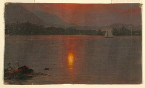 Tekening, Lake Millinocket, zonsondergang, 1870-80 door Frederic Edwin Church