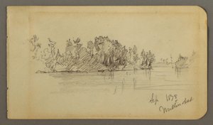 Tekening, Meer en beboste oever, 1878 door Frederic Edwin Church
