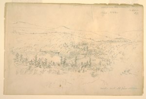 Tekening, meren bij het berghuis, september 1844 door Frederic Edwin Church