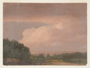 Tekening, Landschap (mogelijk Hudson-vallei), 1860-70 door Frederic Edwin Church