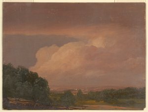 Tekening, Landschap (mogelijk Hudson-vallei), 1860-70 door Frederic Edwin Church