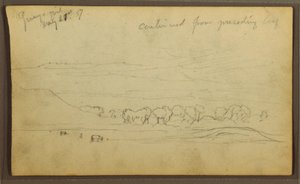 Tekening, Landschap, Guayaquil, Ecuador, 21 mei 1857 door Frederic Edwin Church