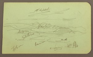 Tekening, Landschap, Toluca; Verso: Berg, Kerk, 1883 door Frederic Edwin Church