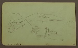 Tekening, Landschap, Toluca; Verso: Berg, Kerk, 1883 door Frederic Edwin Church
