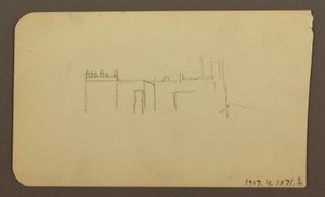Tekening, Landschap; Verso: Kerk, april 1885