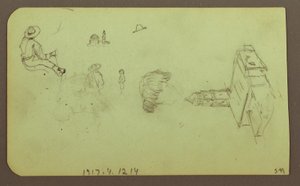 Tekening, Landschap; Verso: Persoon/Personen, Kerk, 1883 door Frederic Edwin Church