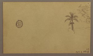 Tekening, Landschap; Verso: Boom in landschap, Lucht, mei-augustus 1865 door Frederic Edwin Church