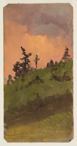 Tekening, Landschap bij bos, juni 1870 door Frederic Edwin Church
