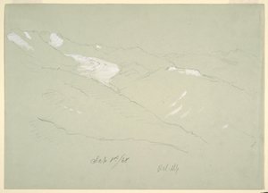 Tekening, Landschap in de Berner bergen, bij Bel Alp, Zwitserland, september 1868 door Frederic Edwin Church