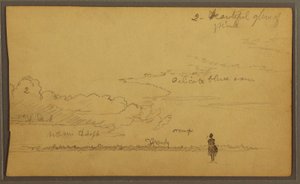 Tekening, Landschap met figuur, 1857 door Frederic Edwin Church
