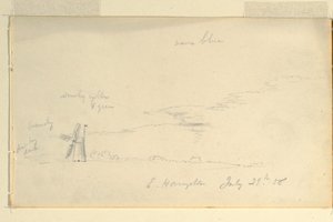 Tekening, Landschap met molen, 29 juli 1858