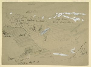 Tekening, Landschappen in de Berner Alpen, bij Bel Alp, Zwitserland, september 1868 door Frederic Edwin Church