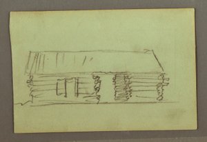 Tekening, blokhut, mogelijk 1856 door Frederic Edwin Church