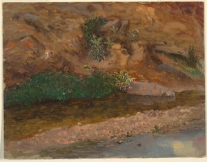 Tekening, rand van een beek, 1860-70 door Frederic Edwin Church