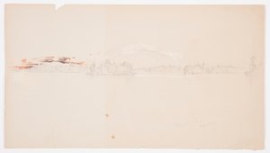 Tekening, Millinocket Lake, uitzicht op Mt. Katahdin, september 1878