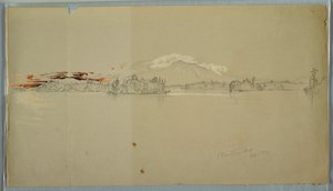 Tekening, Millinocket Lake, uitzicht op Mt. Katahdin, september 1878 door Frederic Edwin Church