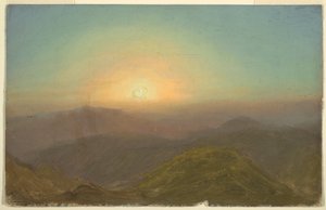 Tekening, Ochtendlandschap, 1865 door Frederic Edwin Church