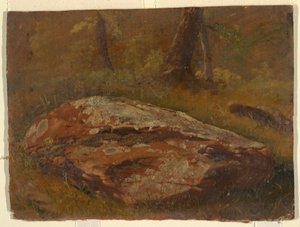 Tekening, Mossy Rock, augustus 1845 door Frederic Edwin Church