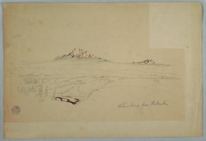 Tekening, Mount Chimborazo, Uitzicht vanuit Riobamba, Ecuador, juli 1857 door Frederic Edwin Church
