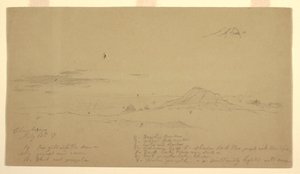 Tekening, Mount Chimborazo bij zonsondergang, 1857 door Frederic Edwin Church