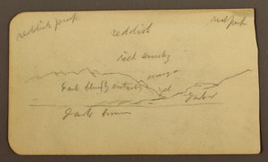 Tekening, Berglandschap; Verso: Opschriften, 1885 door Frederic Edwin Church