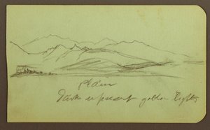 Tekening, Berglandschap; Verso: Berglandschap, Figuur, 1883 door Frederic Edwin Church