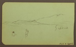 Tekening, Berglandschap; Verso: Berglandschap, Figuur, 1883 door Frederic Edwin Church