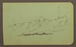 Tekening, Berglandschap; Verso: Bergketen, Figuur, 1883 door Frederic Edwin Church